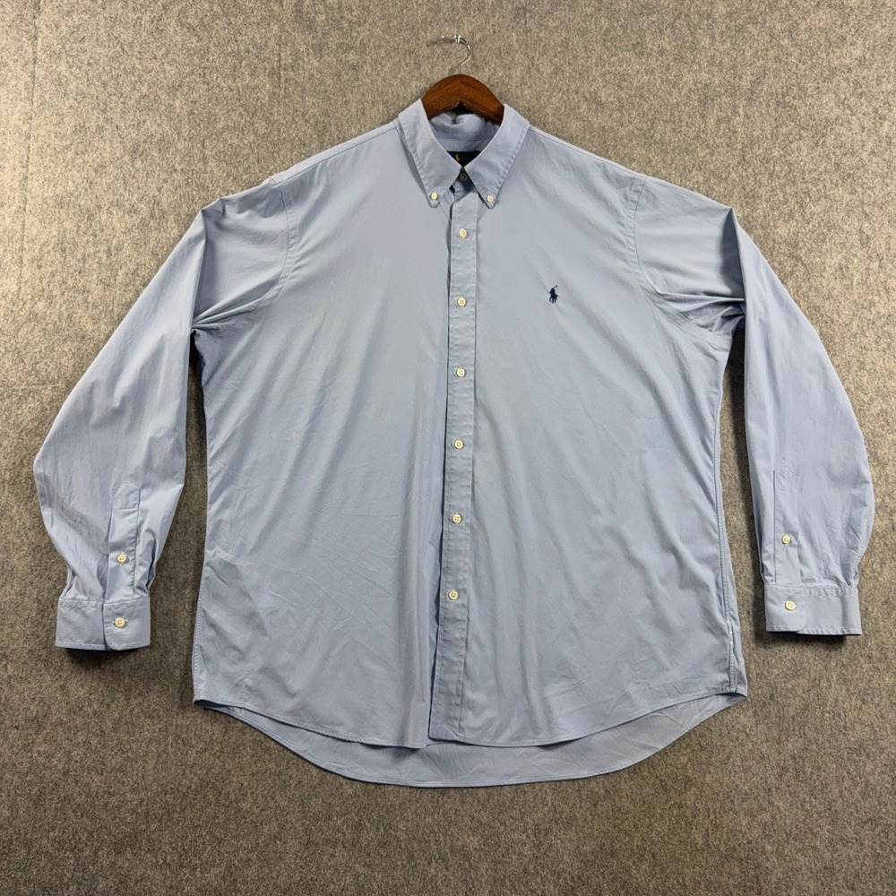 Polo Ralph Lauren Men's XXL Blue Performance Nylon Blend Button Down Shirt